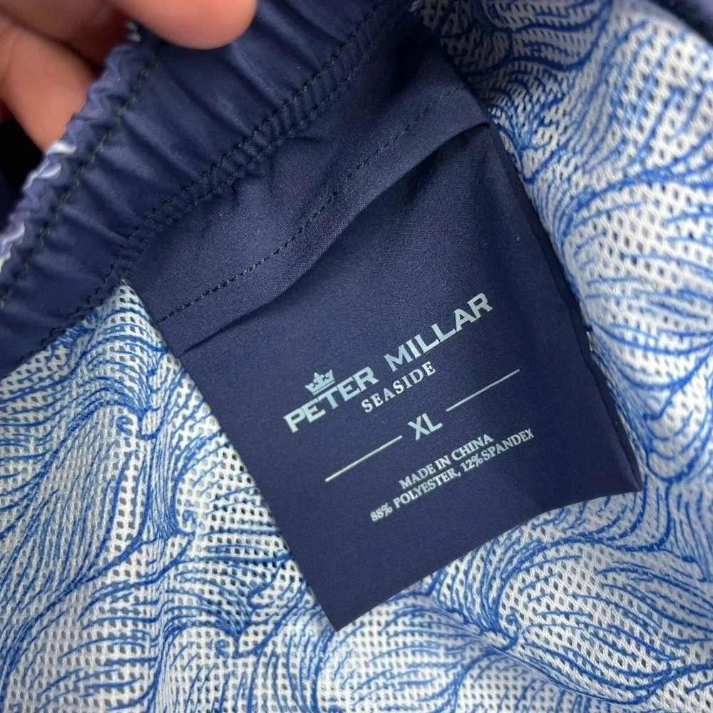 Peter Millar Seaside Board Shorts Mens XL Blue Koi Fish Print Lined Beachwear